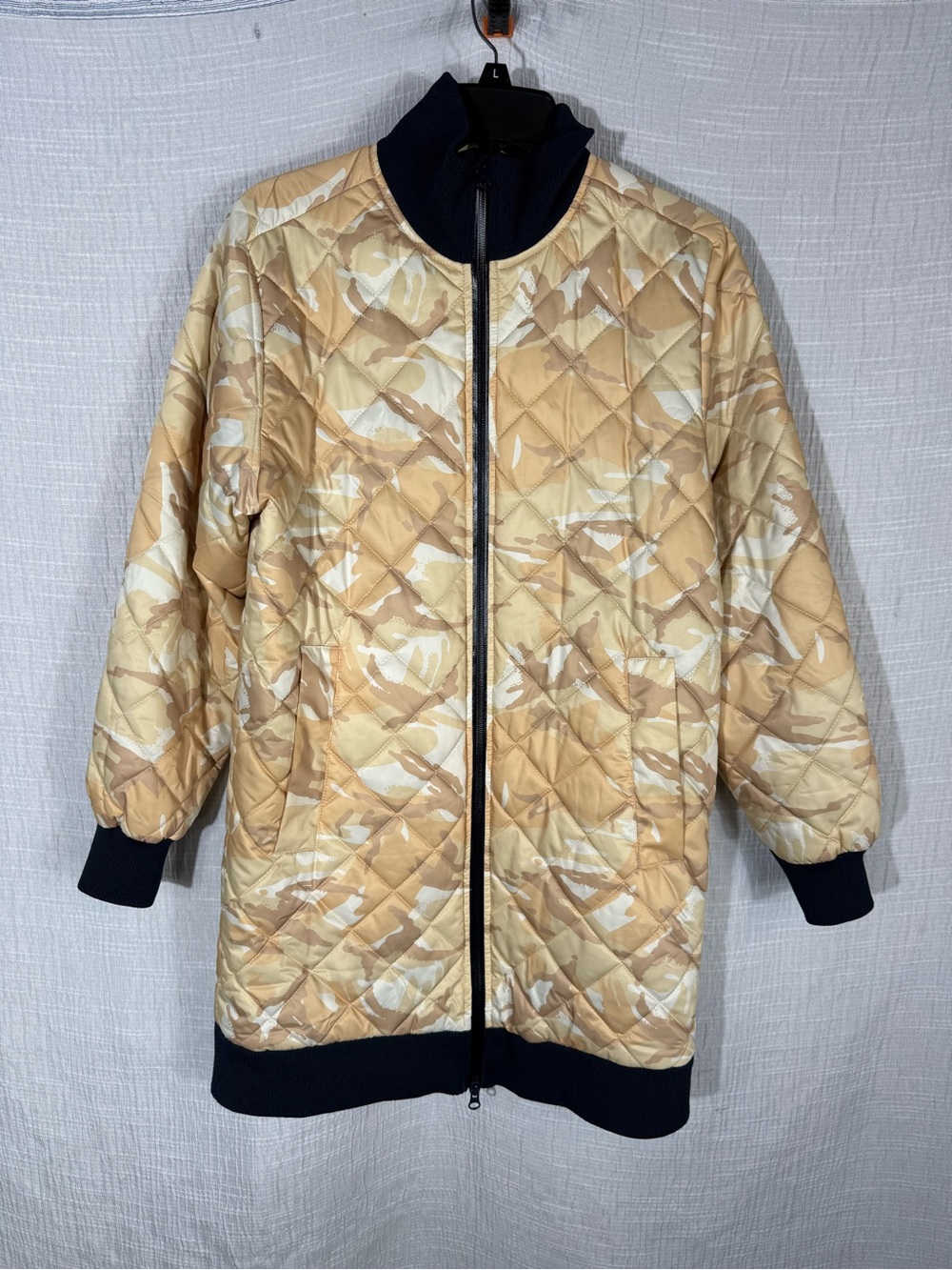 GANNI Greenwood Quilted Camo Jacket Coat Oversized Zip Up EU 36 US Small